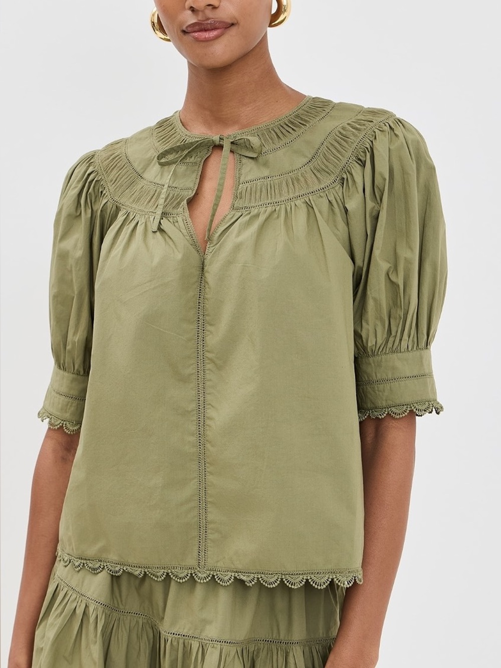 Ulla Johnson Dylan Top in Green SZ 12
